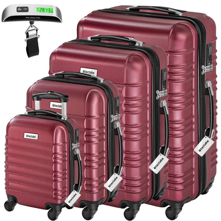 tectake Kofferset Mila 4-delig met bagageweger en bagagelabe, Handtassen en Accessoires, Uiterlijk | Cosmetica en Make-up, Verzenden