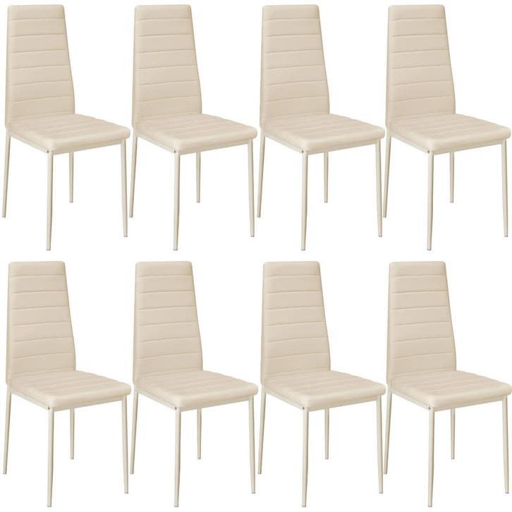 tectake Eetkamerstoelen, kunstleer - beige, Set van 8, Huis en Inrichting, Stoelen, Verzenden