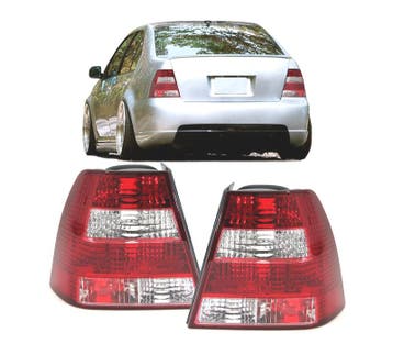 FEUX ARRIÈRE POUR VOLKSWAGEN VW BORA 1J 98-05 ROUGE CHROMÉ, Verzenden