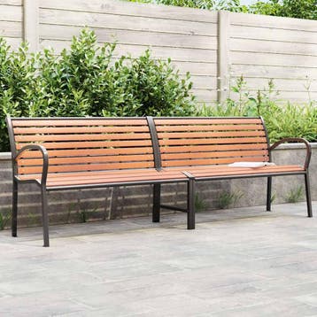 vidaXL Tuinbank 231 cm hout en gepoedercoat staal bruin, Tuin en Terras, Verzenden, Nieuw