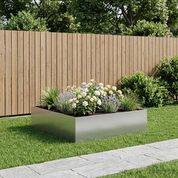 vidaXL Plantenbak zilver 100 x 100 x 30 cm Gegalvaniseerd, Verzenden, Nieuw