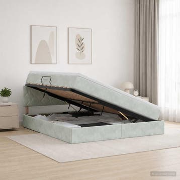 vidaXL Opbergbed met hoofdeinde Lichtgrijs 160 x 200 cm, Huis en Inrichting, Verzenden, Nieuw