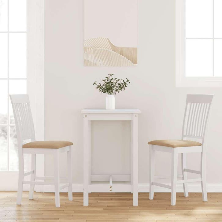 vidaXL Barkrukken met kussens 2 stuks wit massief hout, Maison & Meubles, Tabourets de bar, Envoi