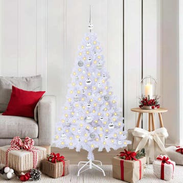 vidaXL Kunstkerstboom Wit 150 cm PVC en Staal, Verzenden, Nieuw