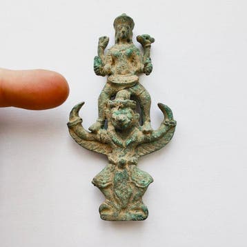 Anciens Indochinois Bronze Vishnu sur Garuda — Statuette,