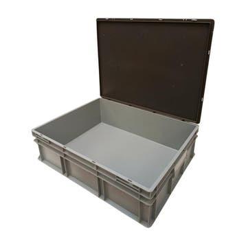 Stapelbak met scharnierdeksel 800x600x230 mm euronorm, Ophalen of Verzenden, Nieuw