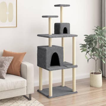 vidaXL Kattenmeubel met sisal krabpalen 167 cm donkergrijs, Verzenden, Nieuw