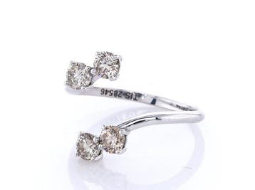 Zonder minimumprijs - Ring - 14 karaat Witgoud - 0.84ct. tw.