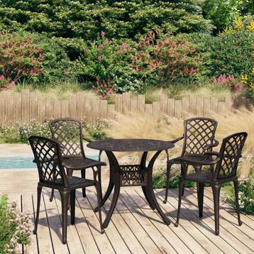 vidaXL 5-delige Bistroset gietaluminium bronskleurig, Tuin en Terras, Verzenden, Nieuw