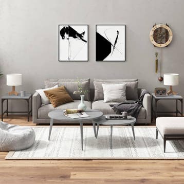 vidaXL Bijzettafels 2 st 40x40x35 cm bewerkt hout grijs, Verzenden, Nieuw