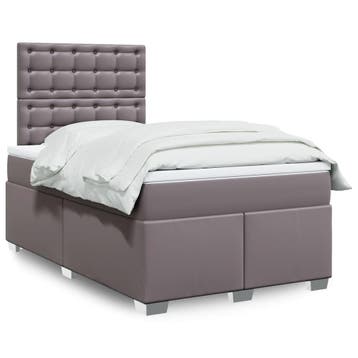 vidaXL Boxspring met matras kunstleer grijs 120x200 cm, Verzenden, Nieuw