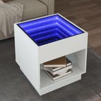 vidaXL Salontafel met Infinity LED 50x50x50 cm wit, Verzenden, Nieuw