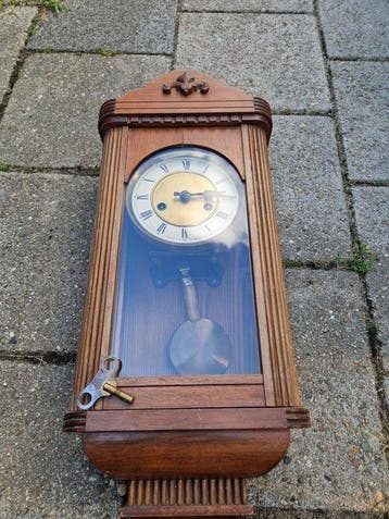 Wandklok - Antiek Brons, Glas, Messing, Hout - 1950-1960 -