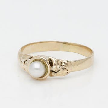 Ring - 10 kt. Geel goud Parel, Nieuw