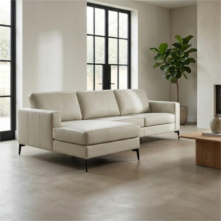 Leren hoekbank Match - 3 zits + longchair, Maison & Meubles, Canapés | Salons, Enlèvement ou Envoi