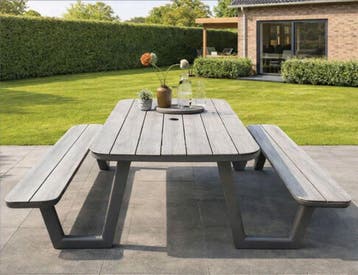 Picknicktafel Luna 6-8 personen - OP = OP, Ophalen of Verzenden, Nieuw, Rechthoekig, Aluminium