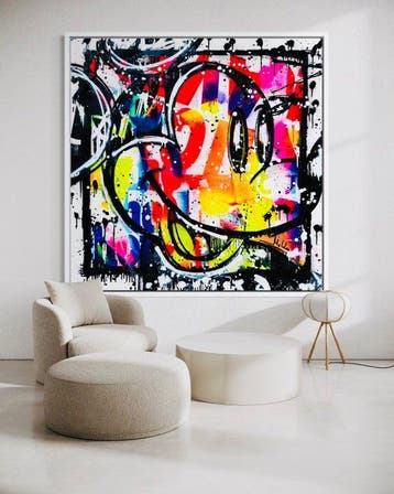 Mikko - Mickey Mouse Face On Frame - XXL (NO RESERVE!), Antiek en Kunst