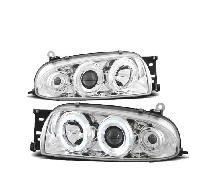 PHARES POUR FORD FIESTA MK4 95-99 ANGEL EYES CHROMÉ, Auto-onderdelen, Verlichting, Verzenden