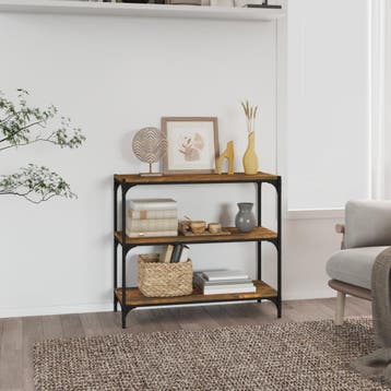 vidaXL Boekenkast 80x33x70,5 cm hout en staal gerookt, Verzenden
