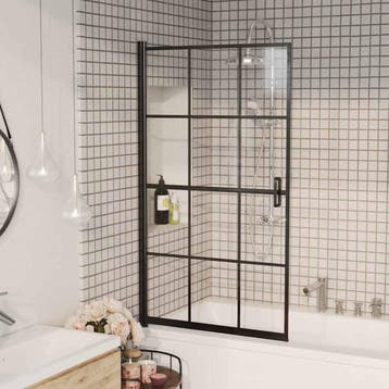 vidaXL Douchewand 80x140 cm ESG zwart, Verzenden