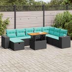 vidaXL 9-delige Loungeset met kussens poly rattan acacia, Verzenden, Loungeset