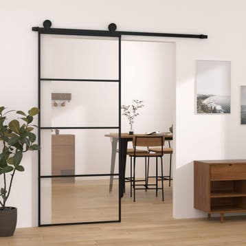 vidaXL Schuifdeur met beslag 90x205 cm ESG-glas en aluminium, Verzenden, Nieuw