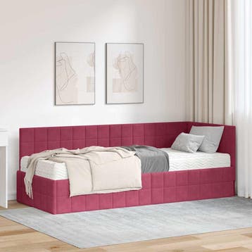 vidaXL Hoekbedframe met Matras met hoofdeinde 2 pcs Groen, Verzenden, Nieuw