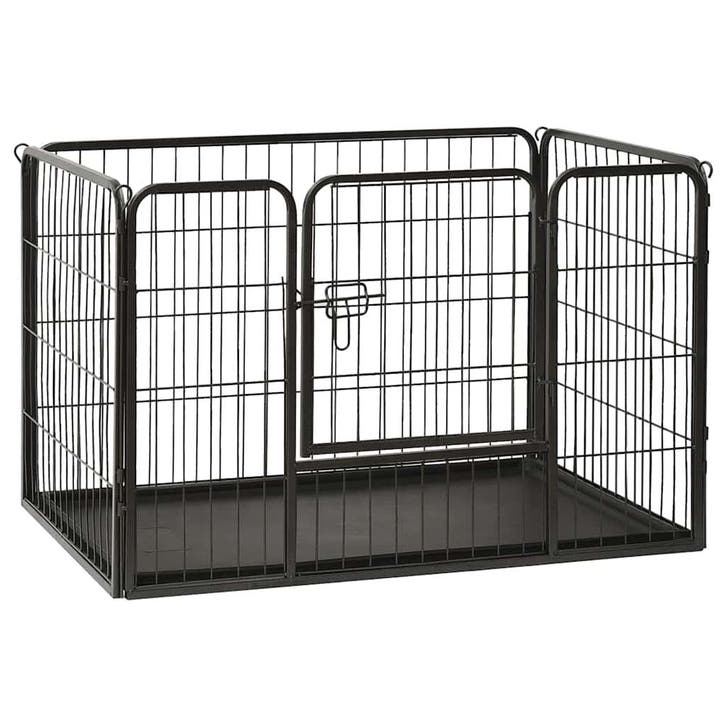 vidaXL Puppyren 91,5x59x61 cm staal, Dieren en Toebehoren, Hondenbenches, Nieuw, Verzenden