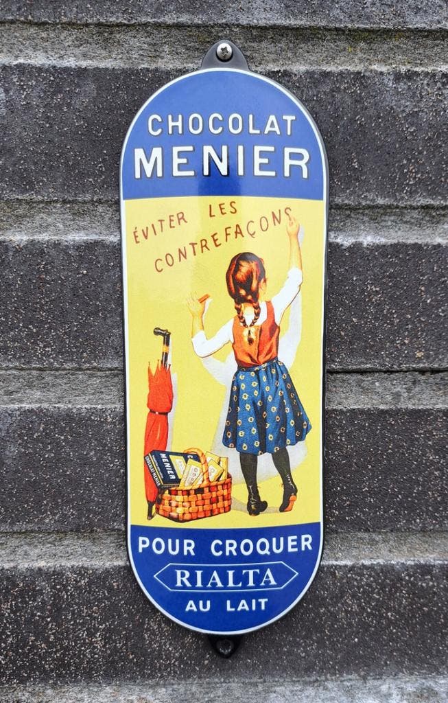 Emaille deurpost Chocolat Menier, Collections, Marques & Objets publicitaires, Envoi