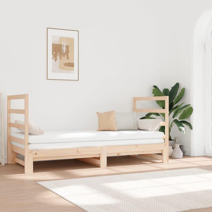 vidaXL Slaapbank uitschuifbaar massief grenenhout 2x(90x190), Huis en Inrichting, Slaapkamer | Bedden, Nieuw, Verzenden