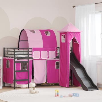 vidaXL Bunkbed voor kinderen Effen Zwart en Roze 90 x 190 cm, Verzenden, Nieuw