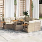 vidaXL 9-delige Loungeset met kussens poly rattan acacia, Verzenden, Loungeset