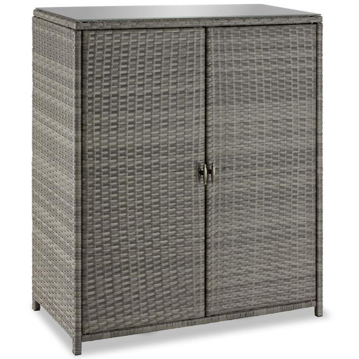 Wicker tuinkast Monza, aluminium frame, 4 vakken - grijs, Tuin en Terras, Tuinhuizen, Verzenden