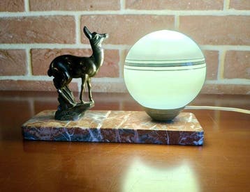 Tedd - Lampe de table - Opaline, Marbre rouge Levanto - Art