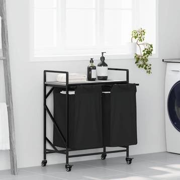 vidaXL Wasmand 2 vakken met planken grijs sonoma eiken, Verzenden, Nieuw