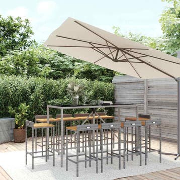 vidaXL 11-delige Tuinbarset poly rattan en massief, Verzenden