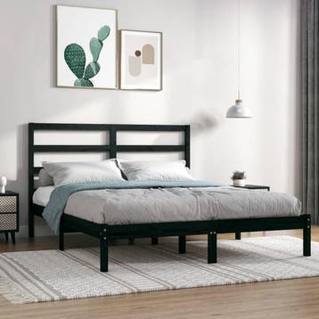 vidaXL Bedframe massief grenenhout zwart 140x190 cm, Verzenden