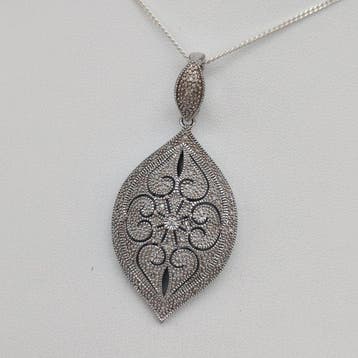 Zonder minimumprijs - Ketting met hanger Zilver - 0.05ct.
