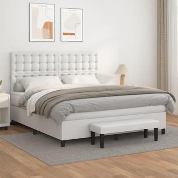 vidaXL Boxspring met matras kunstleer wit 160x200 cm, Verzenden, Nieuw
