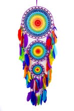 Dromenvanger Groot Regenboog Dreamcatcher Veren Macramé Bohe, Ophalen of Verzenden, Nieuw