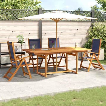 vidaXL 5-delige Tuinset massief acaciahout en textileen, Verzenden, Tuinset