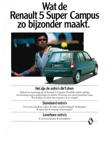 1992 RENAULT 5 SUPER CAMPUS LEAFLET NEDERLANDS, Nieuw