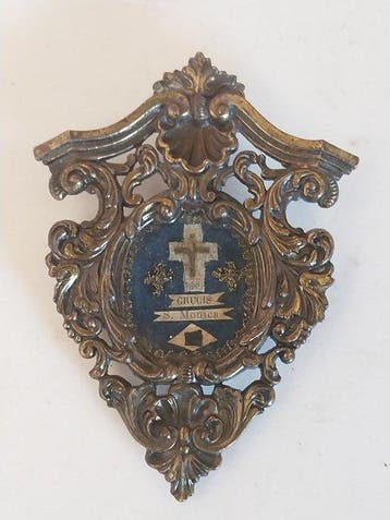 Reliekhouder - Brons, Glas, Hout, Papier - 20e eeuw -