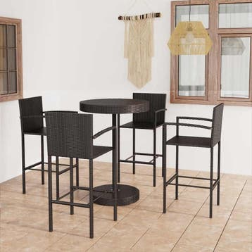 vidaXL 5-delige Tuinbarset poly rattan zwart, Tuin en Terras, Verzenden, Nieuw