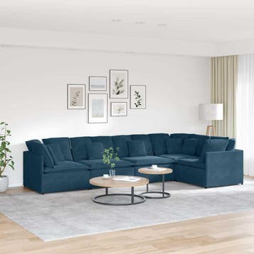 vidaXL Modulaire bank / zetel met kussens fluweel blauw, Verzenden, Nieuw