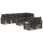 vidaXL Tuinbank Set 9 pcs Grijs poly rattan, Verzenden
