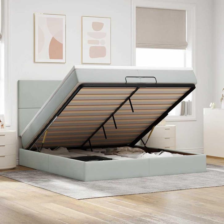 vidaXL Ottoman bed met matrassen 200x200cm fluweel, Huis en Inrichting, Slaapkamer | Bedden, Nieuw, Verzenden