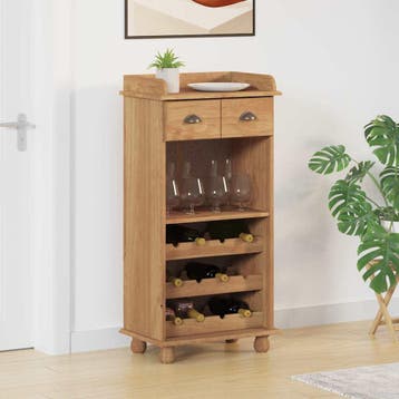 vidaXL Wijnkast ASKIM Honingwas 57 x 37 x 114 cm Massief, Huis en Inrichting, Verzenden, Nieuw