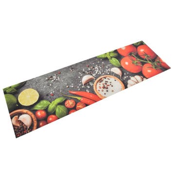 vidaXL Keukenmat wasbaar groenteprint 45x150 cm fluweel, Verzenden
