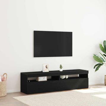 vidaXL TV Kast 2 st Zwart Eiken Bewerkt hout, Verzenden, Nieuw